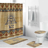 Aker Ancient Egyptian Bathroom Set with Hieroglyphic Pattern, Pyramid Symbol, and Twin Lion Guardians Motif - Wonder Print Shop