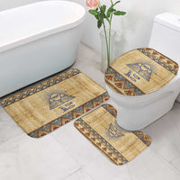 Aker Ancient Egyptian Bathroom Set with Hieroglyphic Pattern, Pyramid Symbol, and Twin Lion Guardians Motif - Wonder Print Shop