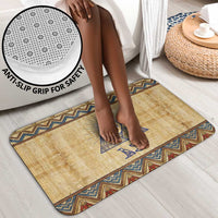 Aker Ancient Egyptian Bathroom Set with Hieroglyphic Pattern, Pyramid Symbol, and Twin Lion Guardians Motif - Wonder Print Shop