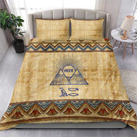 Aker Ancient Egyptian Bedding Set with Hieroglyphic Pattern, Pyramid Symbol, and Twin Lion Guardians Motif - Wonder Print Shop