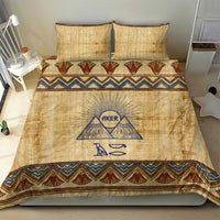 Aker Ancient Egyptian Bedding Set with Hieroglyphic Pattern, Pyramid Symbol, and Twin Lion Guardians Motif - Wonder Print Shop