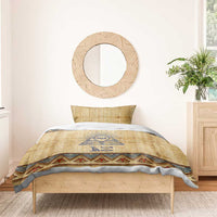 Aker Ancient Egyptian Bedding Set with Hieroglyphic Pattern, Pyramid Symbol, and Twin Lion Guardians Motif - Wonder Print Shop