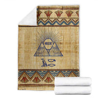 Aker Ancient Egyptian Blanket with Hieroglyphic Pattern, Pyramid Symbol, and Twin Lion Guardians Motif - Wonder Print Shop