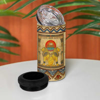 Aker Ancient Egyptian 4 in 1 Can Cooler Tumbler with Hieroglyphic Pattern, Pyramid Symbol, and Twin Lion Guardians Motif - Wonder Print Shop