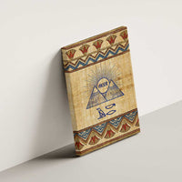 Aker Ancient Egyptian Canvas Wall Art with Hieroglyphic Pattern, Pyramid Symbol, and Twin Lion Guardians Motif - Wonder Print Shop