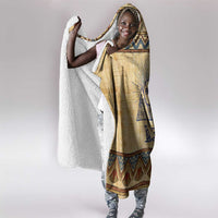 Aker Ancient Egyptian Hooded Blanket with Hieroglyphic Pattern, Pyramid Symbol, and Twin Lion Guardians Motif - Wonder Print Shop