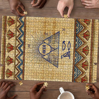 Aker Ancient Egyptian Puzzle with Hieroglyphic Pattern, Pyramid Symbol, and Twin Lion Guardians Motif - Wonder Print Shop