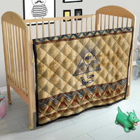 Aker Ancient Egyptian Quilt with Hieroglyphic Pattern, Pyramid Symbol, and Twin Lion Guardians Motif - Wonder Print Shop