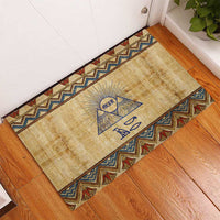 Aker Ancient Egyptian Rubber Doormat with Hieroglyphic Pattern, Pyramid Symbol, and Twin Lion Guardians Motif - Wonder Print Shop