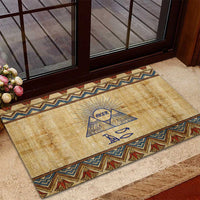 Aker Ancient Egyptian Rubber Doormat with Hieroglyphic Pattern, Pyramid Symbol, and Twin Lion Guardians Motif - Wonder Print Shop