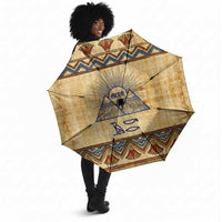 Aker Ancient Egyptian Umbrella with Hieroglyphic Pattern, Pyramid Symbol, and Twin Lion Guardians Motif - Wonder Print Shop
