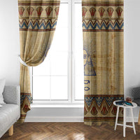 Aker Ancient Egyptian Window Curtain with Hieroglyphic Pattern, Pyramid Symbol, and Twin Lion Guardians Motif - Wonder Print Shop