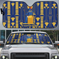 Amun Auto Sun Shade Ancient Egyptian Hieroglyphic, Pharaoh and Scarab - Wonder Print Shop