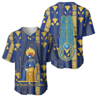 Amun Baseball Jersey Ancient Egyptian Hieroglyphic, Pharaoh and Scarab - Wonder Print Shop