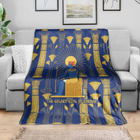 Amun Blanket Ancient Egyptian Hieroglyphic, Pharaoh and Scarab - Wonder Print Shop