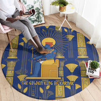 Amun Round Carpet Ancient Egyptian Hieroglyphic, Pharaoh and Scarab - Wonder Print Shop