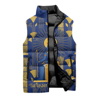 Amun Sleeveless Puffer Jacket Ancient Egyptian Hieroglyphic, Pharaoh and Scarab - Wonder Print Shop