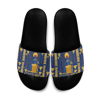 Amun Slide Sandals Ancient Egyptian Hieroglyphic, Pharaoh and Scarab - Wonder Print Shop