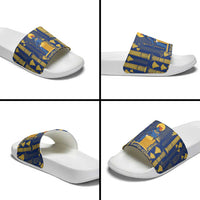 Amun Slide Sandals Ancient Egyptian Hieroglyphic, Pharaoh and Scarab - Wonder Print Shop