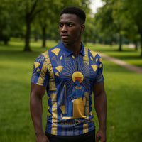 Amun Zipper Polo Shirt Ancient Egyptian Hieroglyphic, Pharaoh and Scarab - Wonder Print Shop