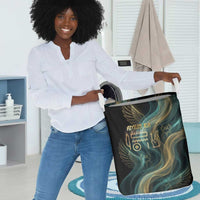 Amun Ancient Egyptian Laundry Basket with Mystical Smoke Swirl Pattern, Fiery Ram Head, and Hieroglyphic - Wonder Print Shop