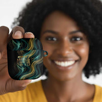 Amun Ancient Egyptian AirPods Case with Mystical Smoke Swirl Pattern, Fiery Ram Head, and Hieroglyphic - Wonder Print Shop