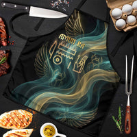 Amun Ancient Egyptian Apron with Mystical Smoke Swirl Pattern, Fiery Ram Head, and Hieroglyphic - Wonder Print Shop