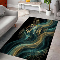 Amun Ancient Egyptian Area Rug with Mystical Smoke Swirl Pattern, Fiery Ram Head, and Hieroglyphic - Wonder Print Shop