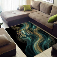 Amun Ancient Egyptian Area Rug with Mystical Smoke Swirl Pattern, Fiery Ram Head, and Hieroglyphic - Wonder Print Shop