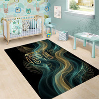 Amun Ancient Egyptian Area Rug with Mystical Smoke Swirl Pattern, Fiery Ram Head, and Hieroglyphic - Wonder Print Shop