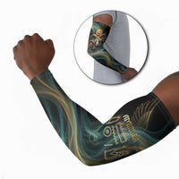 Amun Ancient Egyptian Arm Sleeves with Mystical Smoke Swirl Pattern, Fiery Ram Head, and Hieroglyphic - Wonder Print Shop