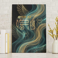 Amun Ancient Egyptian Canvas Wall Art with Mystical Smoke Swirl Pattern, Fiery Ram Head, and Hieroglyphic - Wonder Print Shop