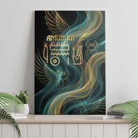 Amun Ancient Egyptian Canvas Wall Art with Mystical Smoke Swirl Pattern, Fiery Ram Head, and Hieroglyphic - Wonder Print Shop