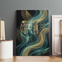 Amun Ancient Egyptian Canvas Wall Art with Mystical Smoke Swirl Pattern, Fiery Ram Head, and Hieroglyphic - Wonder Print Shop