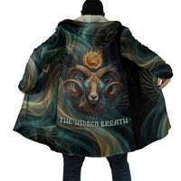 Amun Ancient Egyptian Cloak with Mystical Smoke Swirl Pattern, Fiery Ram Head, and Hieroglyphic - Wonder Print Shop
