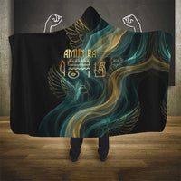 Amun Ancient Egyptian Hooded Blanket with Mystical Smoke Swirl Pattern, Fiery Ram Head, and Hieroglyphic - Wonder Print Shop