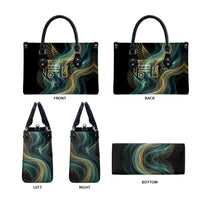 Amun Ancient Egyptian Leather Bag with Mystical Smoke Swirl Pattern, Fiery Ram Head, and Hieroglyphic - Wonder Print Shop