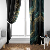 Amun Ancient Egyptian Window Curtain with Mystical Smoke Swirl Pattern, Fiery Ram Head, and Hieroglyphic - Wonder Print Shop