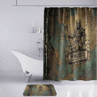 Anubis Bathroom Set Ancient Egyptian Aged Papyrus, Scales of Justice, and Egyptian Hieroglyph - Wonder Print Shop