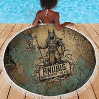 Anubis Beach Blanket Ancient Egyptian Aged Papyrus, Scales of Justice, and Egyptian Hieroglyph - Wonder Print Shop