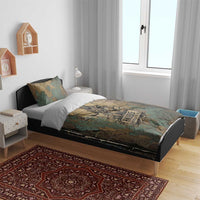 Anubis Bedding Set Ancient Egyptian Aged Papyrus, Scales of Justice, and Egyptian Hieroglyph - Wonder Print Shop