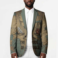 Anubis Blazer Ancient Egyptian Aged Papyrus, Scales of Justice, and Egyptian Hieroglyph - Wonder Print Shop