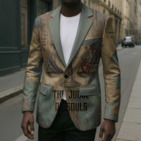 Anubis Blazer Ancient Egyptian Aged Papyrus, Scales of Justice, and Egyptian Hieroglyph - Wonder Print Shop