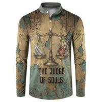 Anubis Button Sweatshirt Ancient Egyptian Aged Papyrus, Scales of Justice, and Egyptian Hieroglyph