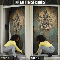 Anubis Door Cover Ancient Egyptian Aged Papyrus, Scales of Justice, and Egyptian Hieroglyph - Wonder Print Shop