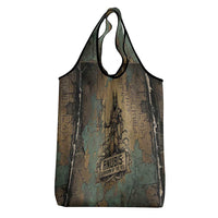 Anubis Grocery Bag Ancient Egyptian Aged Papyrus, Scales of Justice, and Egyptian Hieroglyph - Wonder Print Shop