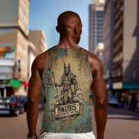 Anubis Men Tank Top Ancient Egyptian Aged Papyrus, Scales of Justice, and Egyptian Hieroglyph - Wonder Print Shop