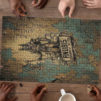 Anubis Puzzle Ancient Egyptian Aged Papyrus, Scales of Justice, and Egyptian Hieroglyph - Wonder Print Shop