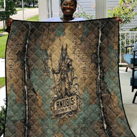 Anubis Quilt Ancient Egyptian Aged Papyrus, Scales of Justice, and Egyptian Hieroglyph - Wonder Print Shop