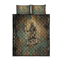 Anubis Quilt Bed Set Ancient Egyptian Aged Papyrus, Scales of Justice, and Egyptian Hieroglyph - Wonder Print Shop